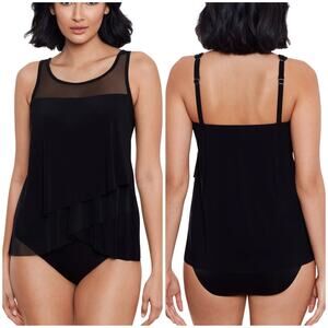 Miraclesuit NWOT Illusionists Mirage Tankini Top Black Size 20W Underwire